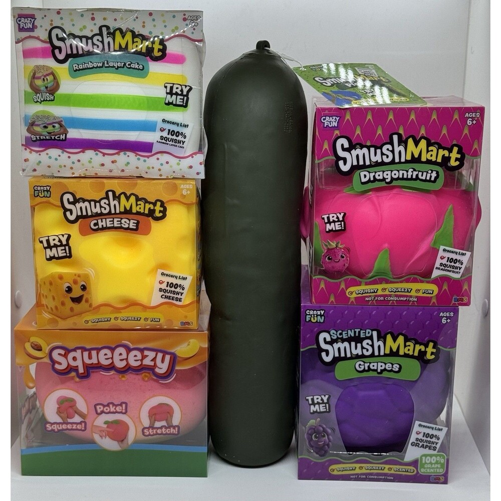 Squishy Bundle Crazy Fun, SmushMart Fruit, Squeezy & Squeeeze Lot of 6  💖✨